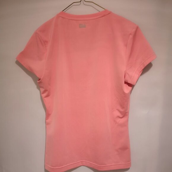 Fila Ladies Size Medium V-neck Short Sleeves Fitted Pink Workout Top - Picture 2 of 6